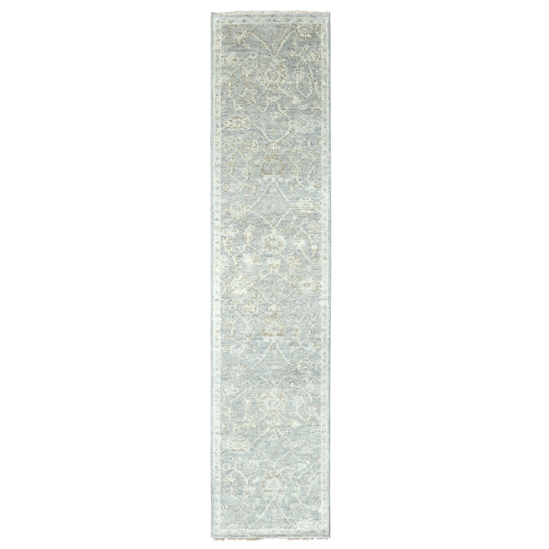 Flint Gray, Oushak Design, Supple Collection, Tone On Tone, Hand Knotted, Pure Wool, Plush and Lush, Runner, Oriental Rug